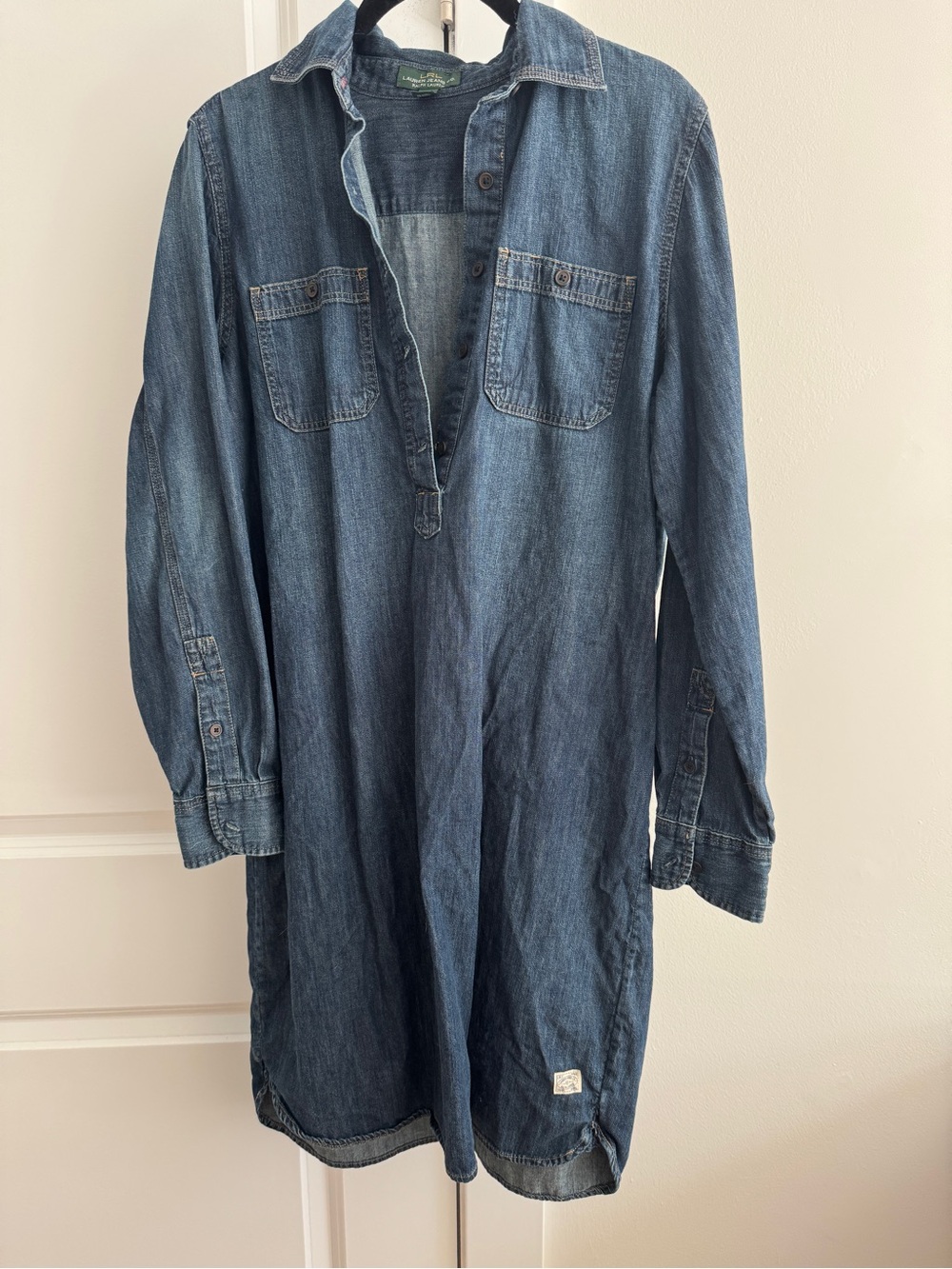 LRL Lauren Jeans Co. Ralph Lauren Long-Sleeve Denim Shirt Dress S